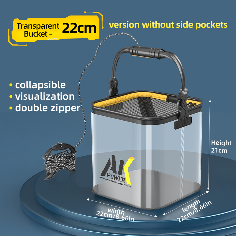 YUZHIYUAN Transparent Fishing Bucket Foldable Multifunctional Live Fish Container Fish Protection Bucket: Brown