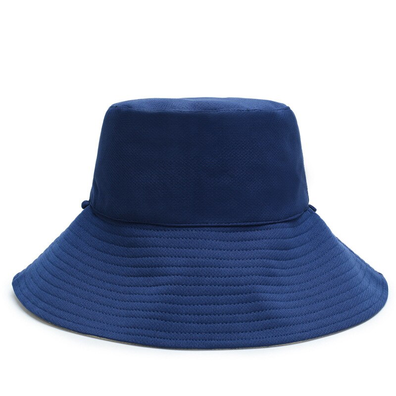 Visser Hoed Wilde Vrouwelijke Dubbelzijdig Met Winddicht Touw Zwart Grote Langs Mode Zonnehoed Mannen Emmer Hoed: deep blue