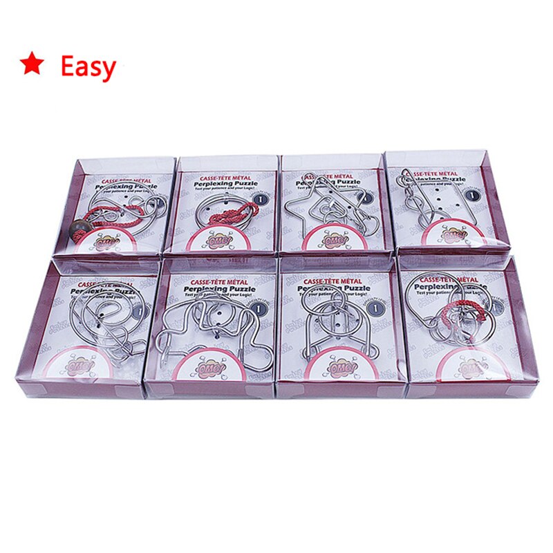 /Medium/Moeilijk 24 Stks/set Klassieke Metalen Puzzel Ring Speelgoed Locking Set Links Game Chinese Puzzel Kid Adult speelgoed