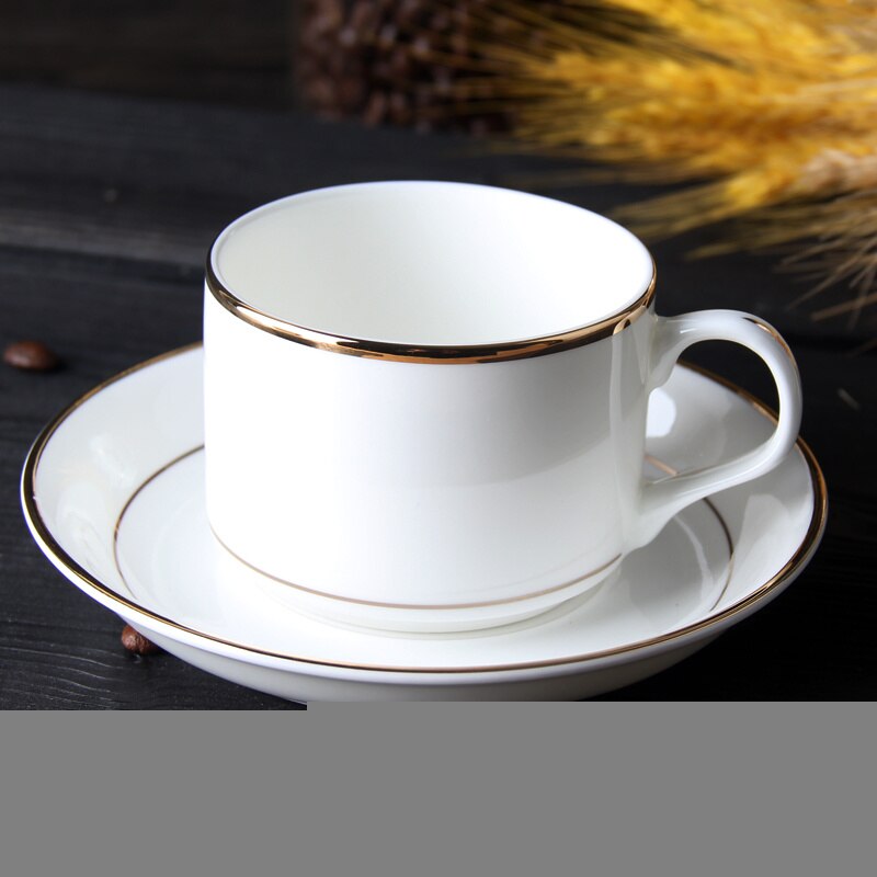 Bone China Coffee Cup Suit Bring Cup Dish Spoon Phnom Penh Silver Edge English-style Afternoon Tea Set Single Product Drink: C