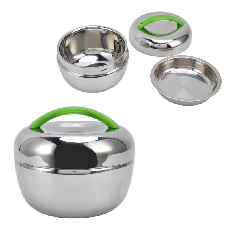 1L Stainless Steel Lunch Box 2 Layer Portable Thermo Insulated Bowl Thermals Food Container Student Adults Bento Box Tableware