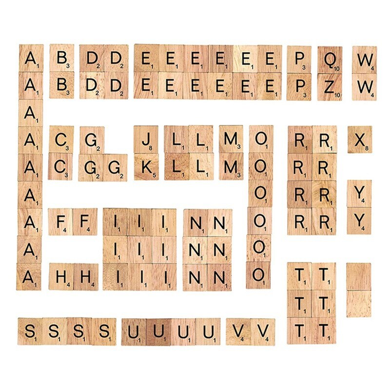100 Pcs Wooden Scrabble Letters Alphabet Craft Wooden Decorations for Home Wedding Party DIY Christmas Ornaments Digital Puzzle