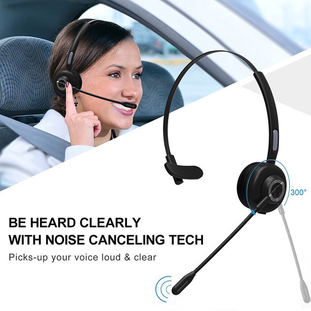 Bluetooth Headset with Mic - Noise Cancelling - Office, Aviation, Call Center, Trucker