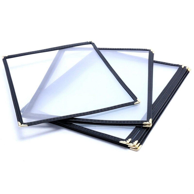 10 Pack of Menu Covers - Single Page, 2 View, Fits 8.5 x 11 Inch Paper - Restaurant Menu Covers