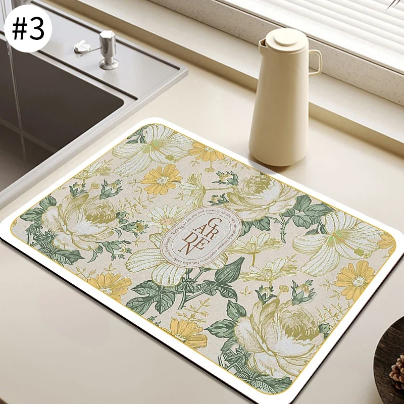 Køkkenfad måtte afløbsmåtte køkkenafløbspude absorberende service måtte kop dækkeserviet bordplade afløbstæppe слива посуды: 40 cm x 60cm / Sort