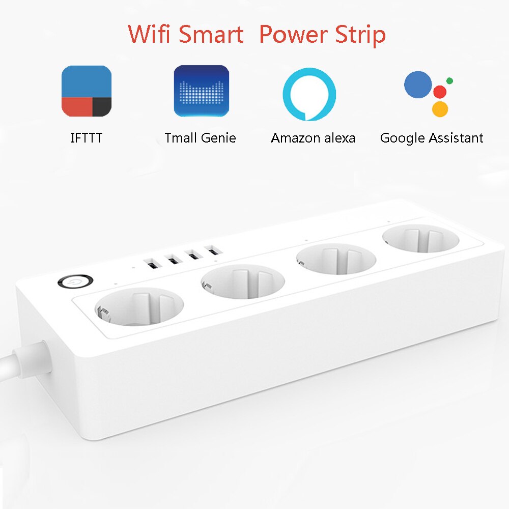 WIFI Smart sub-control Power Strip USB Charging Protection APP Remote Control Socket Timing Countdown Power OFF/ON Outlet: EU Plug