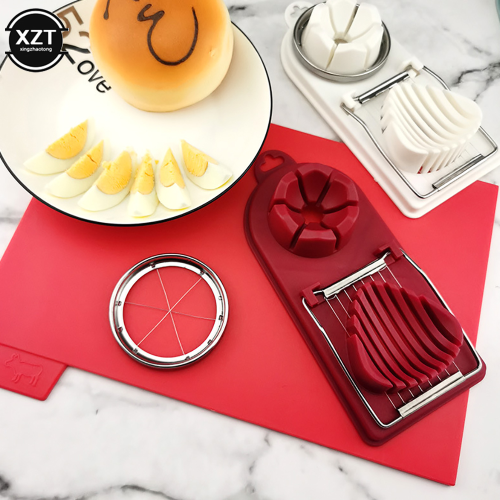 2 In1 Stainless Steel Egg Cutting Egg Cutter Egg Slicer Sectioner Cutter Mold Flower-Shape Luncheon Meat Cutter Kitchen Gadgets