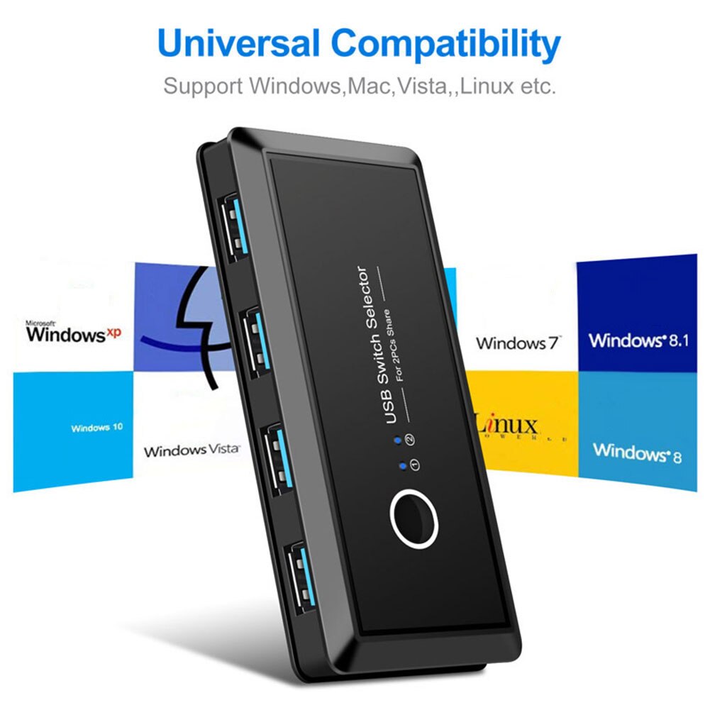 Für Tastatur Maus Drucker Scanner USB 2,0 3,0 KVM Umschalter Wähler 2 Computer teilen 4 USB Geräte schalten Kasten Hub Adapter