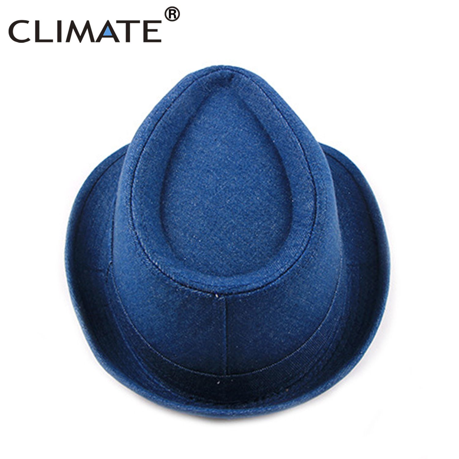 Klima mænd denim fedora jazz hat jeans slid hatte til mænd mænd solid varm fedoras kasket cool denim jeans kasket hat fedora til mænd hat