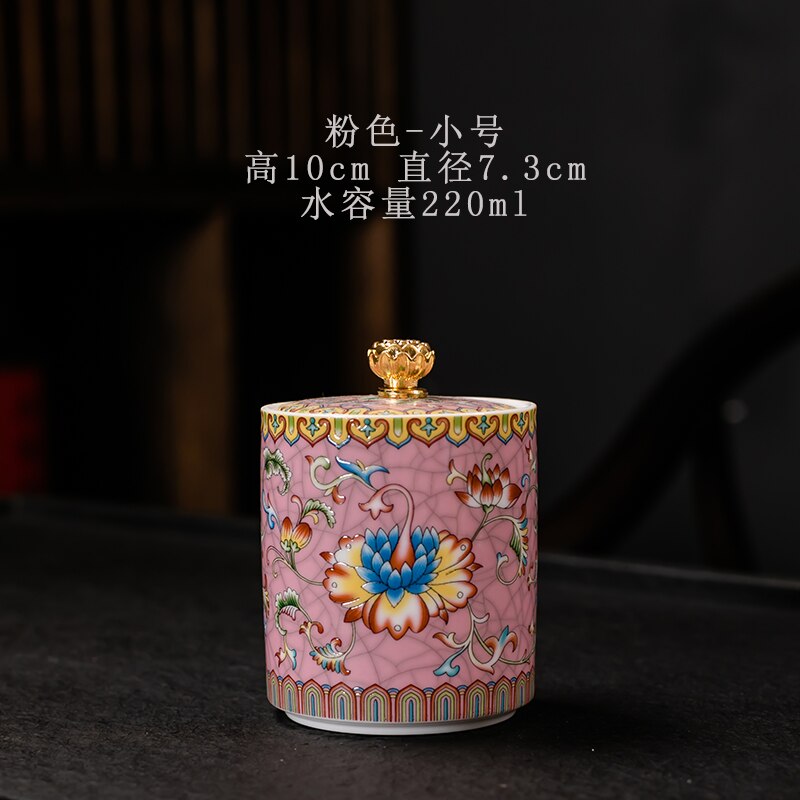 Colorful Ceramic Tea Caddies Large Handmade Porcelain Coffee Sugar Storage Jars Tea Caddies Home Caja De Te Home Garden DG50TC: pink small