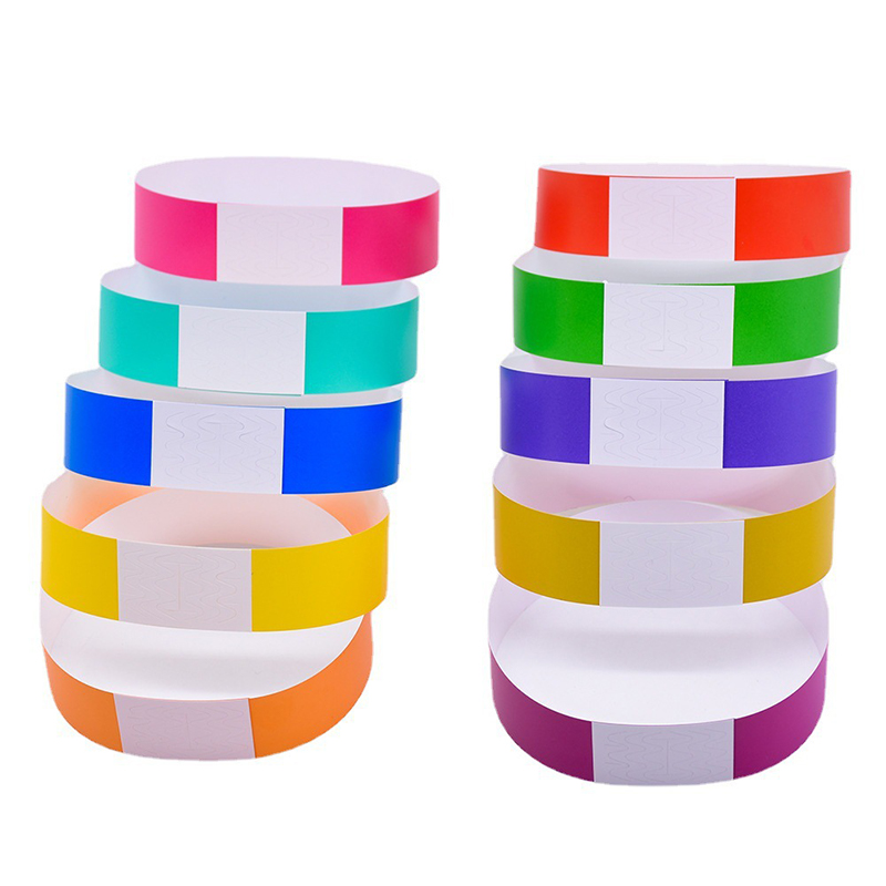 100pcs Party Paper Bracelet Synthetic Paper Wristbands Sticky Wristband Painting Pattern Logo Paper Party Wristbands