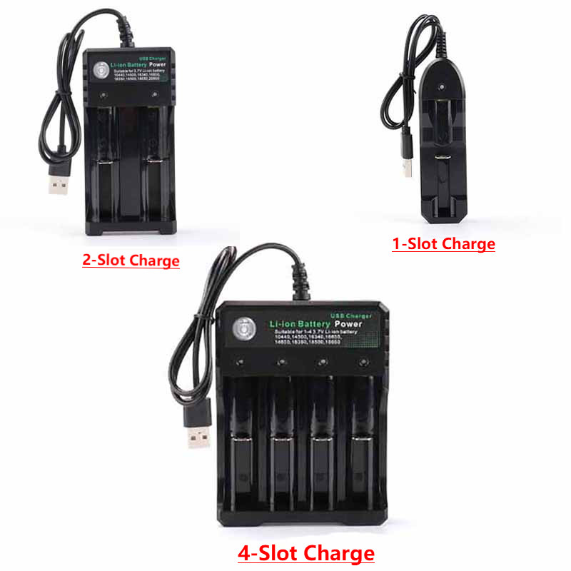 3,7 V 18650 Ladegerät Li-Ionen-Akku USB unabhängiges Laden tragbare elektronische Zigarette 18350 16340 14500 Akkuladegerät