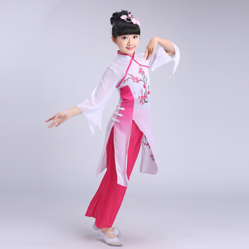 Niños Yangko Ropa de baile China clásica chica nacional trajes niñas moderno ventilador danza ropa escenario actuación