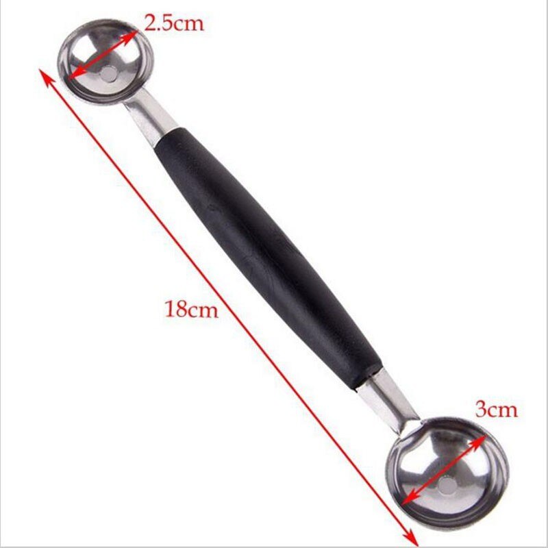 2Pcs Stainless Steel Baller Scoop Double Ended Headed Fruit Ball Spoon Icecream Baller Watermelon Spoon Smooth Round Melon Balls Carving Tools