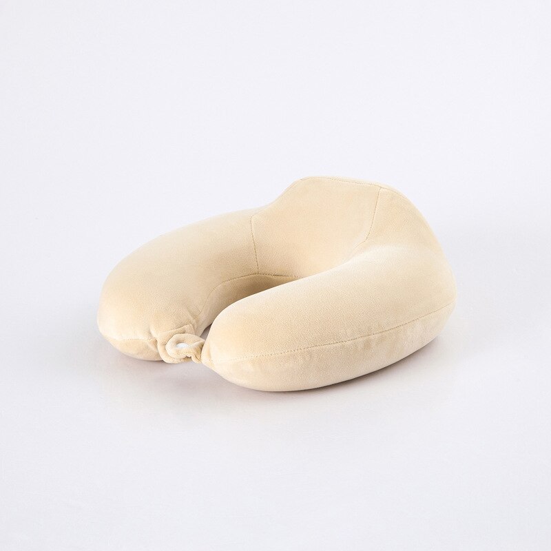 Memory Foam Memory Foam Crystal Velvet Sleep Travel Pillow Memory Pillow U-Shape Pillow: Beige