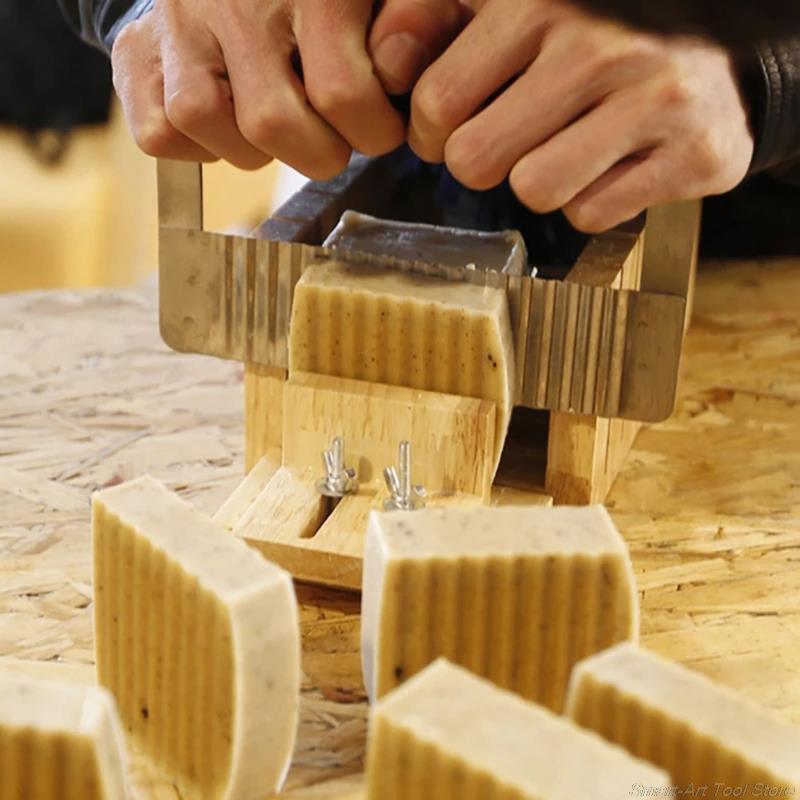 Houten Zeep Loaf Cutter Mold En Zeep Cutter Set Rechthoek Siliconen Mal Met Houten Doos Rechte En Golvende Zeep Cutter