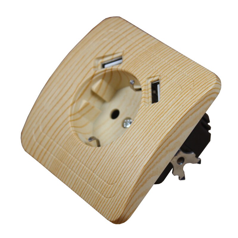 USB Wall Socket Double USB Port 5V 2A Usb wood tree color wall outlet usb murale steckdose BW001