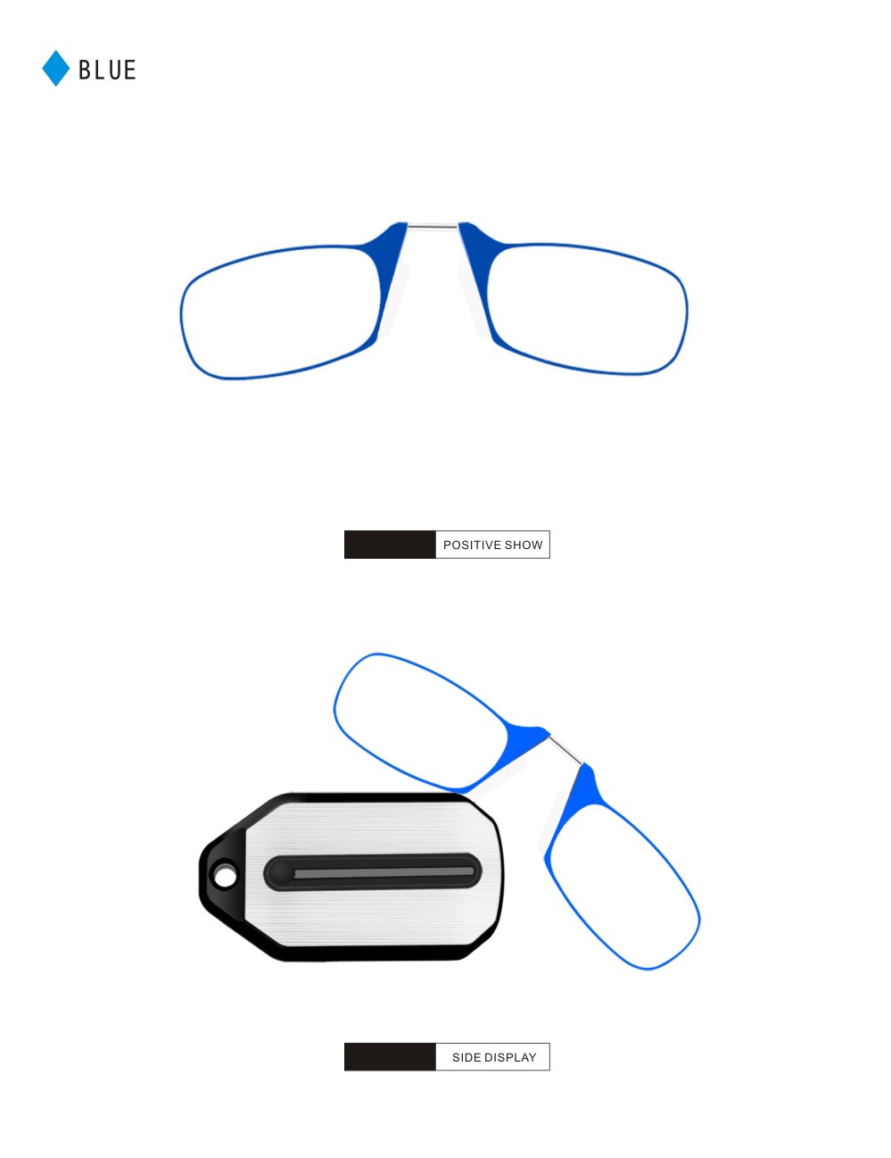 Mini Neusclip op Leesglas Mannen voor Vrouwen Randloze Draagbare Vergrootglas Verziend Bril Brillen Dames: Blauw / +200