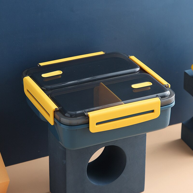Caja bento de estilo japonés para niños, caja de almuerzo portátil para pícnic al aire libre, contenedor de alimentos a prueba de fugas, almacenamiento, cajas de desayuno para estudiantes: yellow