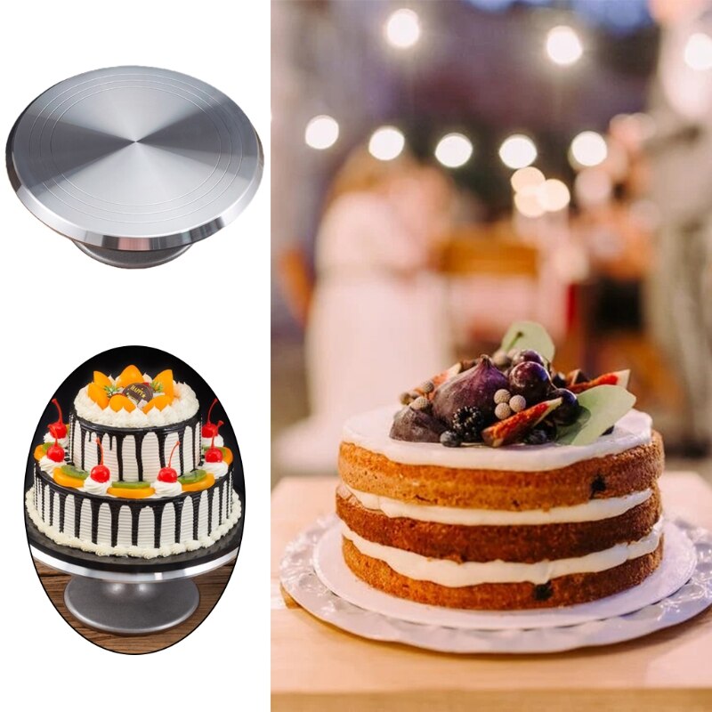 10" Cake Decorating Turntable Round 360° Rotating Stainless Steel Cake Stand