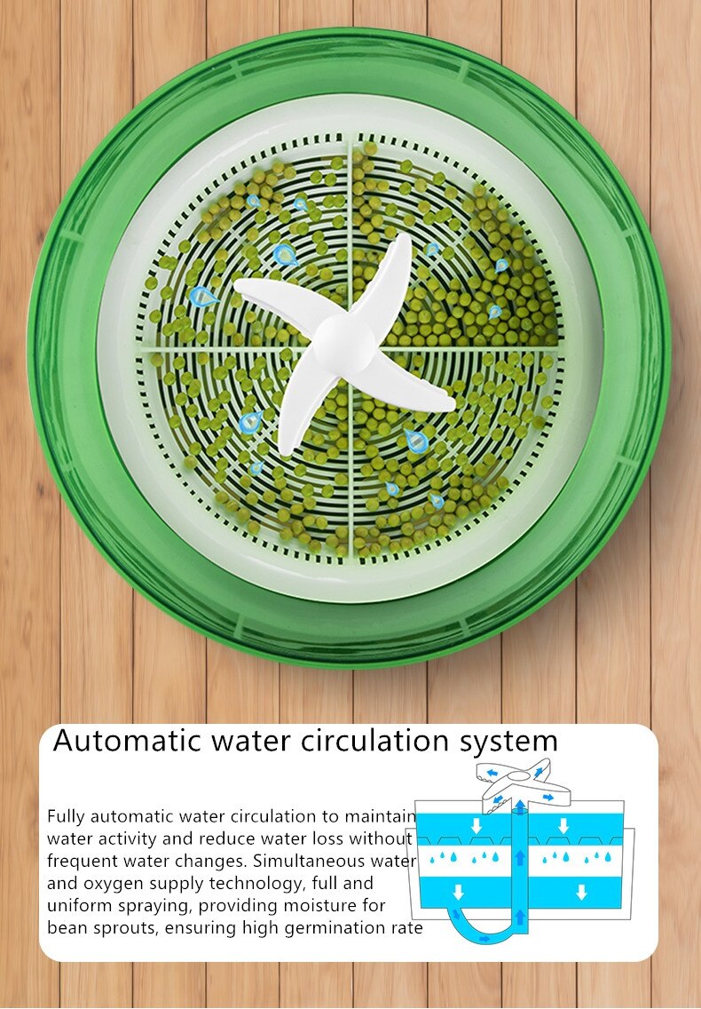 220V Electric Bean Sprouts Machine Large Capacity Thermostat Green Seeds Growing Automatic Bean Sprout Machine
