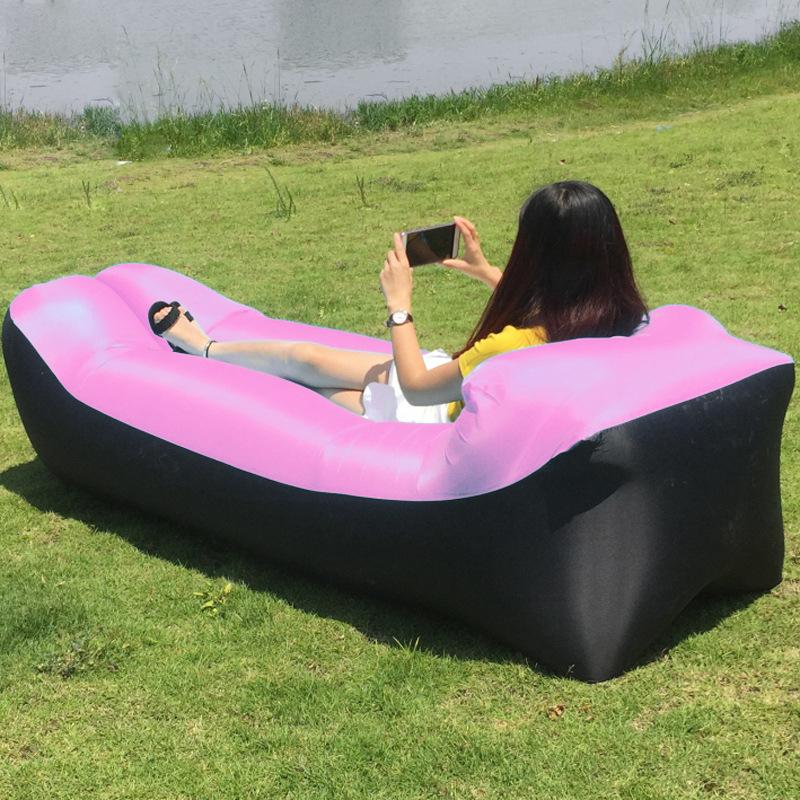 240*70cm påsar strandsoffa camping utomhusprodukter snabb uppfällbar luftbäddsoffa bra sovsäck uppblåsbar luftsäck: Pulverrosa
