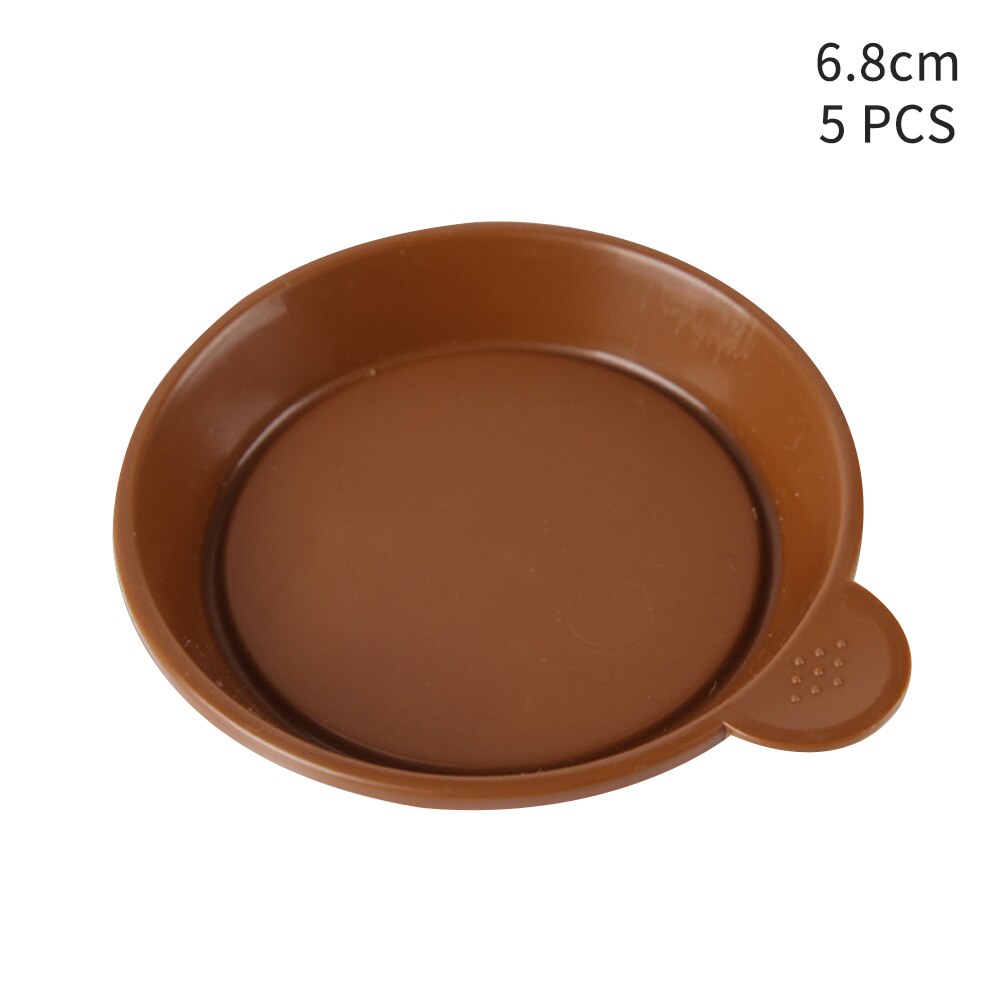 5pcs Solid Indoor Outdoor Round Flower Pot Home Garden Balcony With Handle Waterproof Durable Container Drip Tray Plant Saucer: Coffee 6.8cm