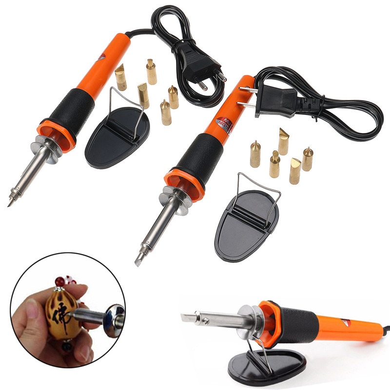 110v/220v eu / oss-plugg 30w elektrisk loddepenn trebrenningspenn blyantbrenner med rote Tips stativbeslag tilbehør