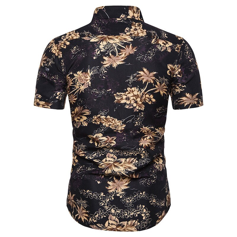 Mænds sommerskjorter herre slanke skjorter med blomsterprint til mænd kortærmet blomstret skjorte herre basic toppe afslappet plus size skjorter 5xl