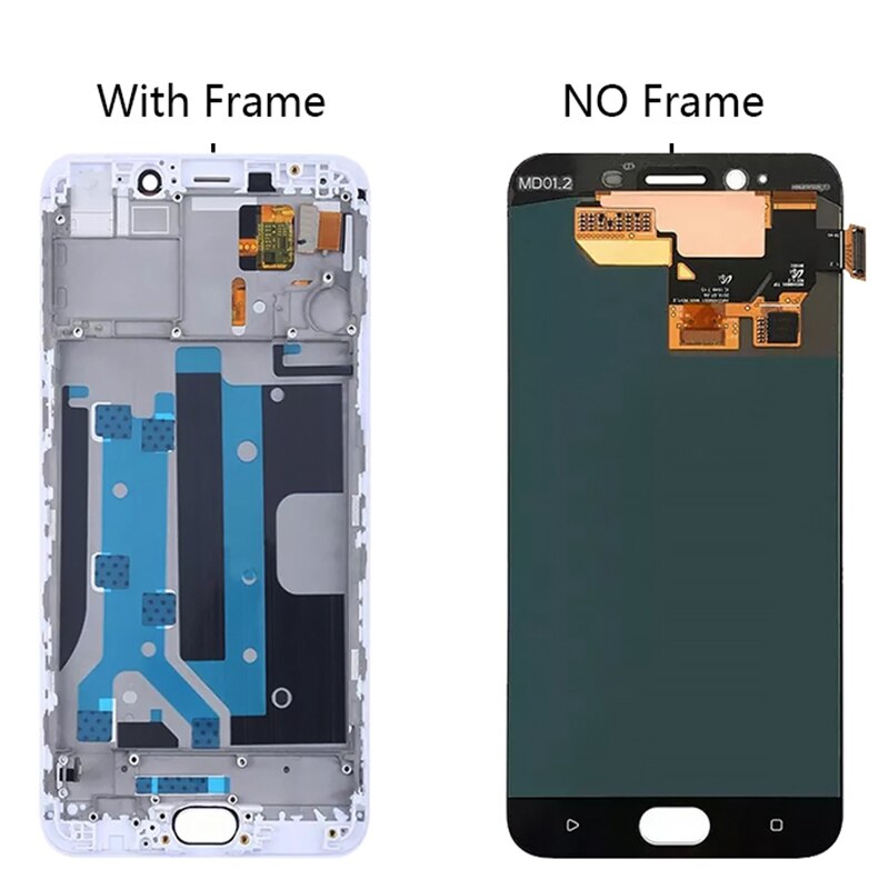5.5" Super AMOLED LCD For OPPO R9S CPH1607 R9sk LCD Display Touch Sreen Digitizer Replacement Assembly Parts with Frame White