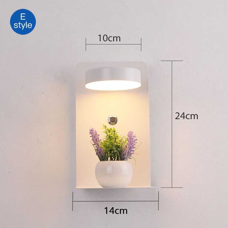 Led væglamper med kontakt og usb interface hvid sort lampe armatur gang gang belysning kunst armatur wandlamp: E usb blomst hvid