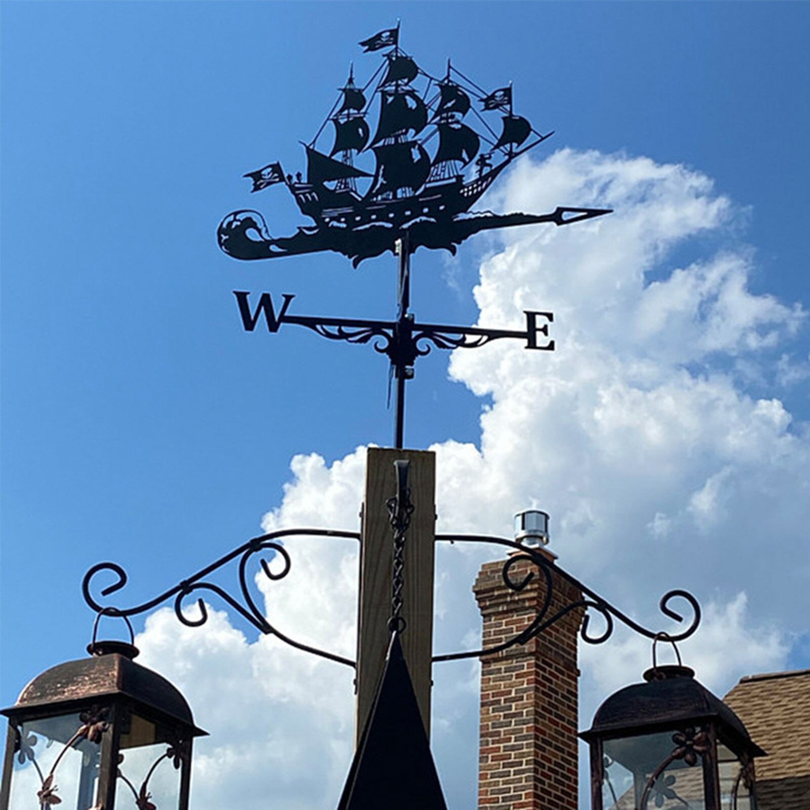 Weather Vane Crafts Durable Decor Ornament Easy Install Stainless Steel for Garden Fence Mount
