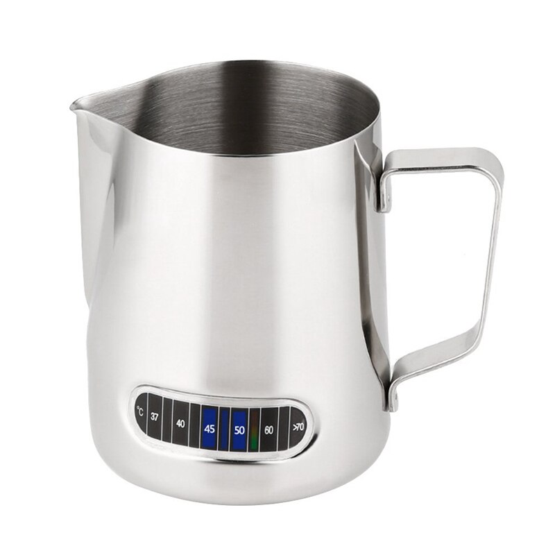 Milk Frothing Pitcher With Thermometer Stainless Steel 600ml Coffee Frothing Jug Home Kitchen Milk Cup: Default Title