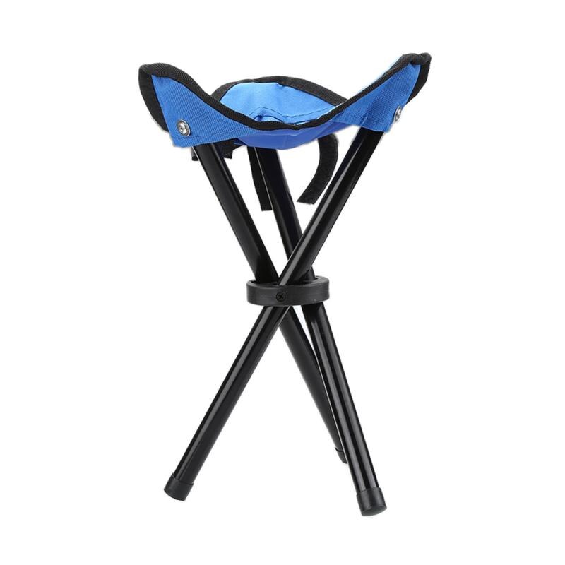 Outdoor Hiking Fishing Lawn Chair Tripod Stool Portable Pocket Folding Chair Oxford Cloth Blue With 3 Leg Stool