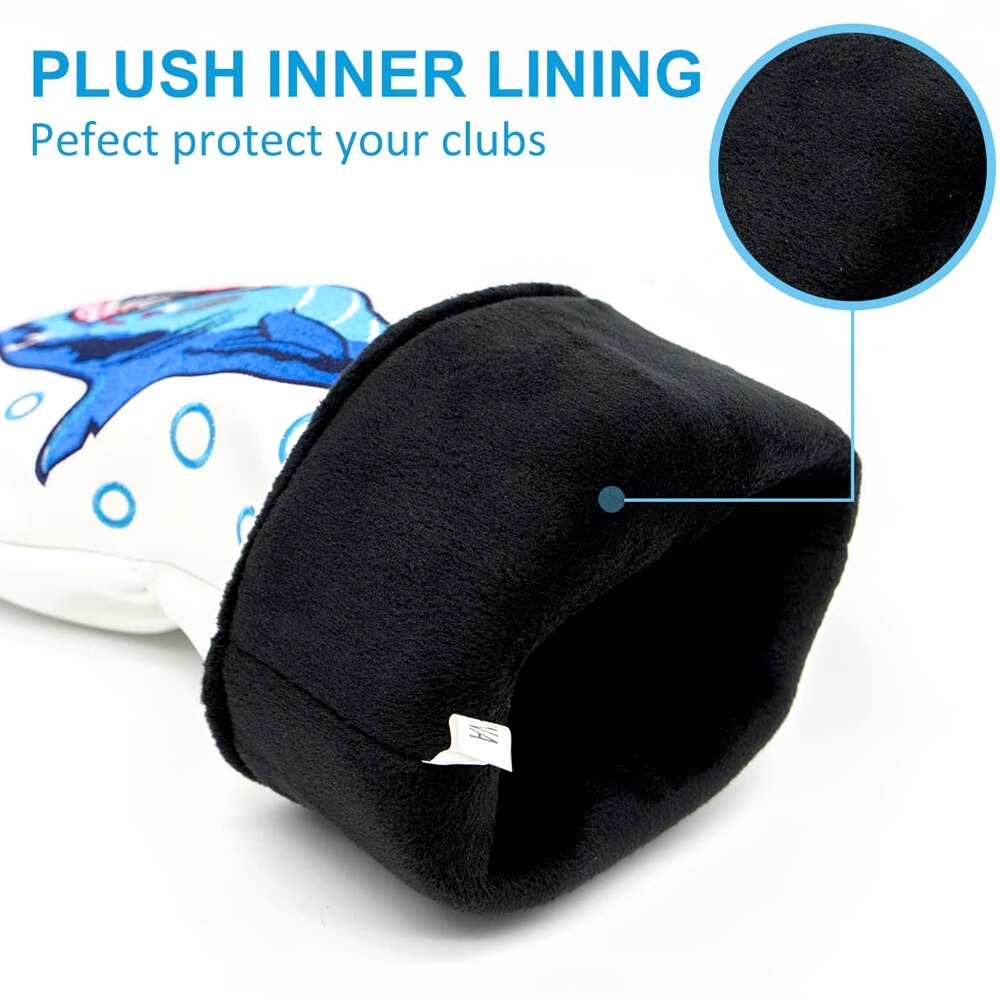 Big Shark Golf Driver Head Covers,1 Wood Driver Head Cover,Golf Wood Headcovers-Leather Durable Easy on Off Golf Club Protective