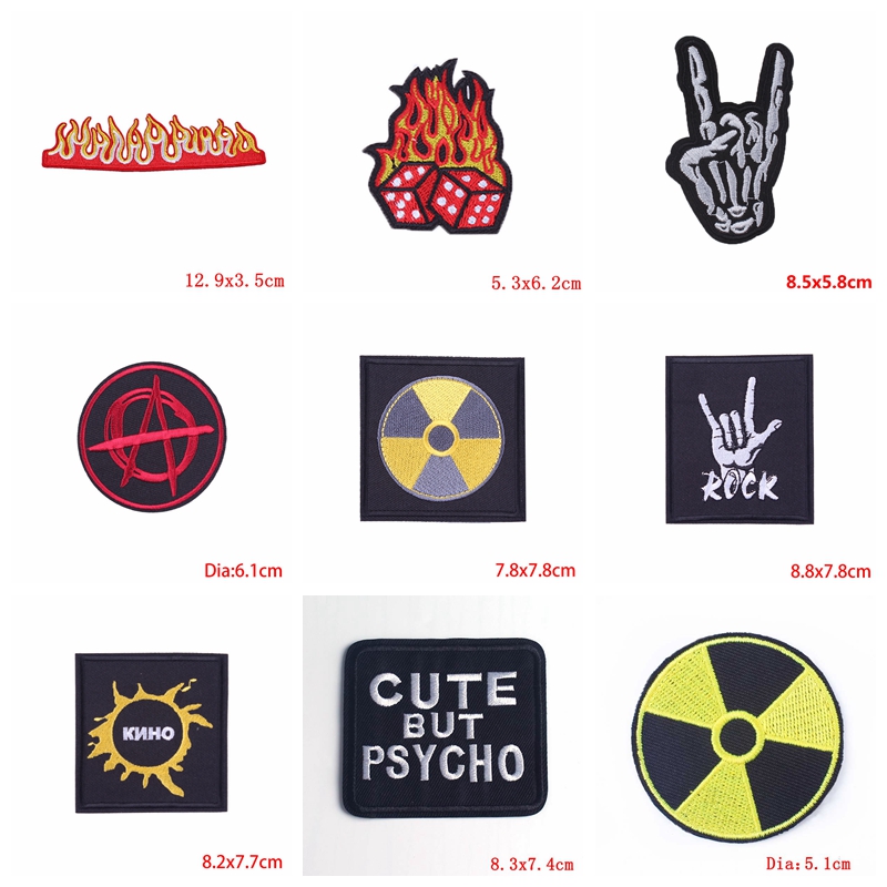 10 Stks/partijen Rock Stijl Borduurwerk Patch Punk Skull Patch Iron On Patches Voor Kleding Jassen Naaien Applique Letter Strijken Diy