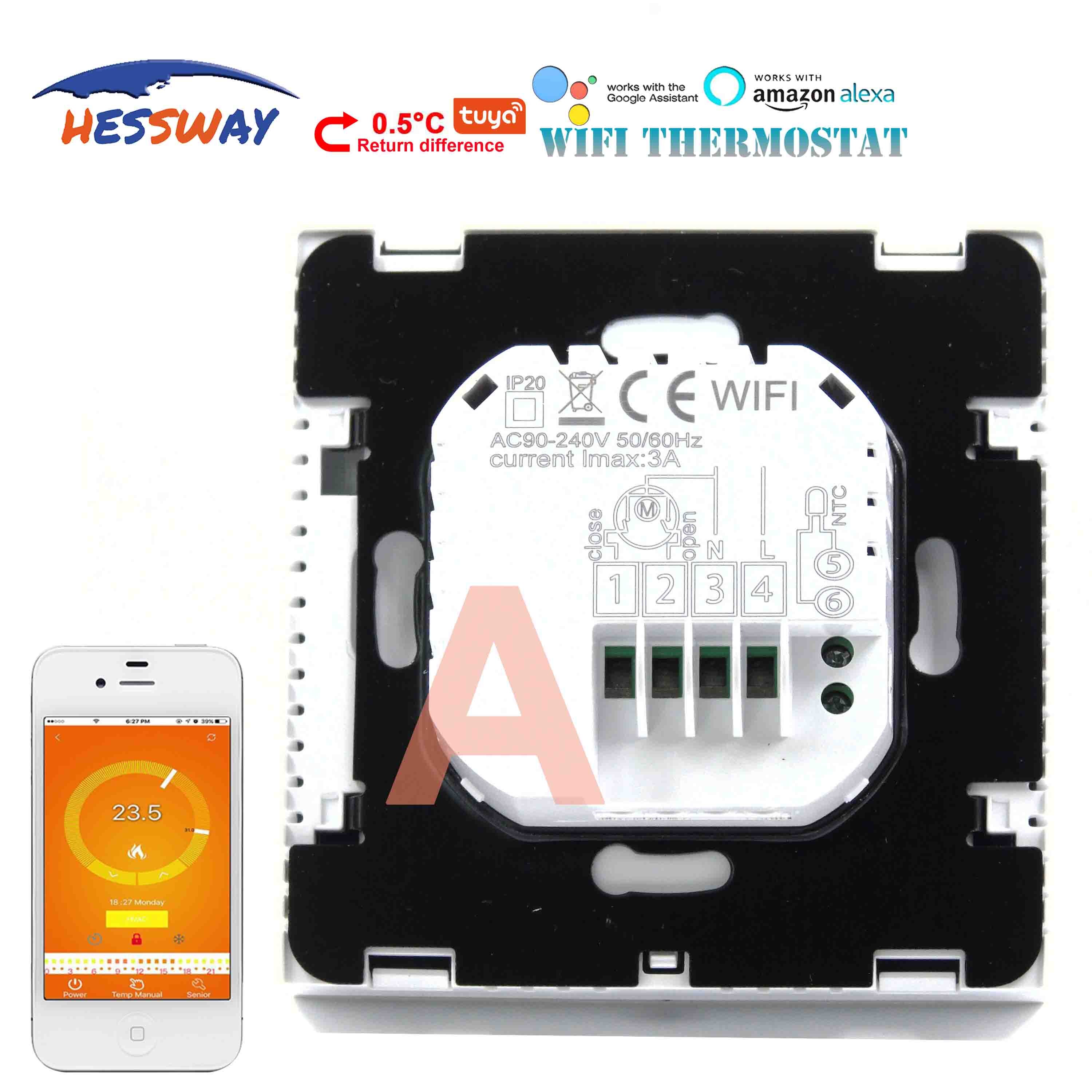 Hessway no/nc google home control wifi smart termostat for gulvvarme smart bryter