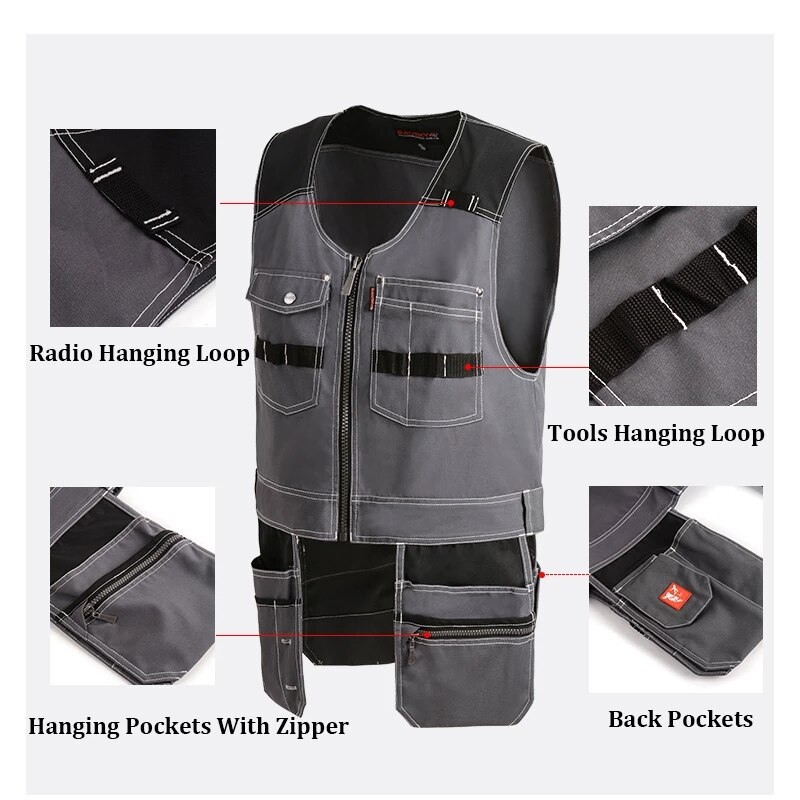 Bauskydd Werkzeug Multi Taschen T/C Köper Multifunktions Getriebe Herren draussen Mechaniker Sicherheit Arbeitskleidung Westen Multi-funktionale weste