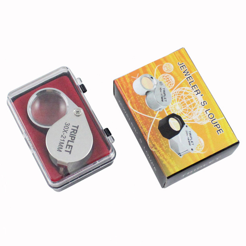 10x20x30x Sieraden Vergrootglas Pocket Opvouwbare Loep Vergrootglas Mini Diamond Lupa Lens Triplet Eye Glas Tool leesbril
