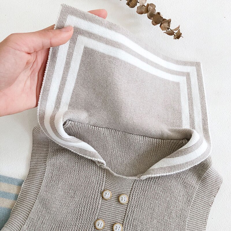 Milancel babykleding voor jongens, gebreide babykleding, hoge kraag, peuter jongens bodysuit, mouwloos, baby jumpsuit