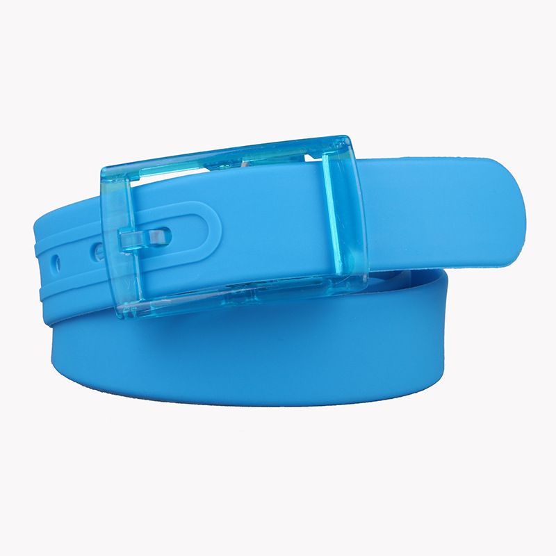 Ceinture en Silicone pour hommes et femmes, taille ajustable, boucle en plastique parfumée, couleurs bonbons, ceinture en caoutchouc, Style coréen: LIGHT BLUE