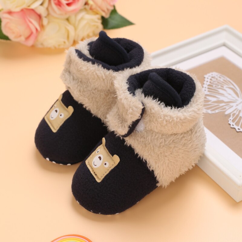 Baby Katoen Laarzen Cartoon Effen Kleur Anti-Slip Winter Warme Laarzen Winter Baby Schoenen Voor Mannen En vrouwen: d / 0-6 months