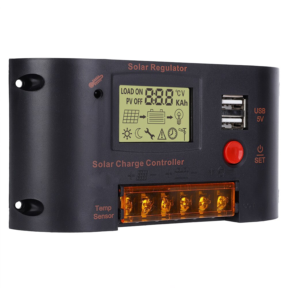 Solar Panel Regulator LCD Solar Charge Controller 10A/20A 12V/24V for Lead-Acid Battery Auto Switch Overload Protection CMB2410