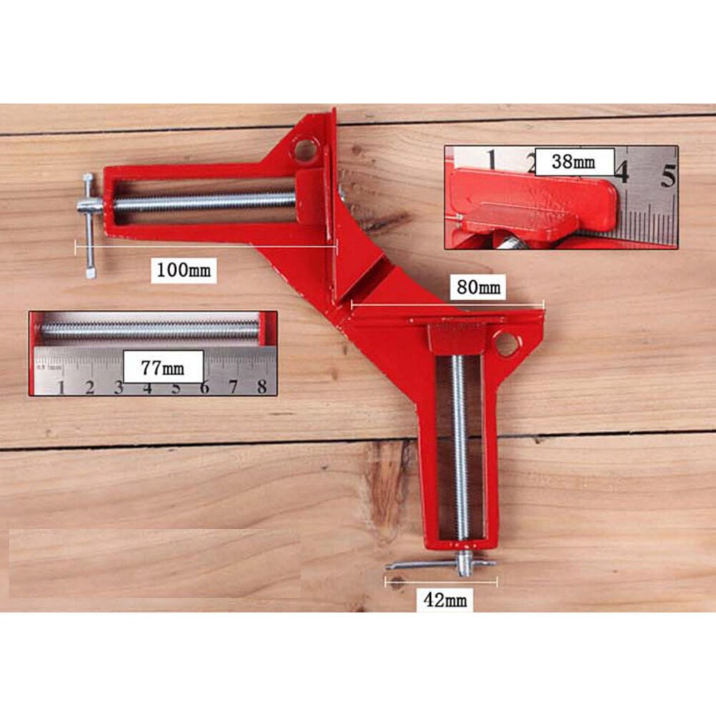 ZLinKJ 90 grados aluminio ángulo recto abrazadera abrazaderas de inglete esquina abrazadera soporte de imagen carpintería Durable Color Rojo