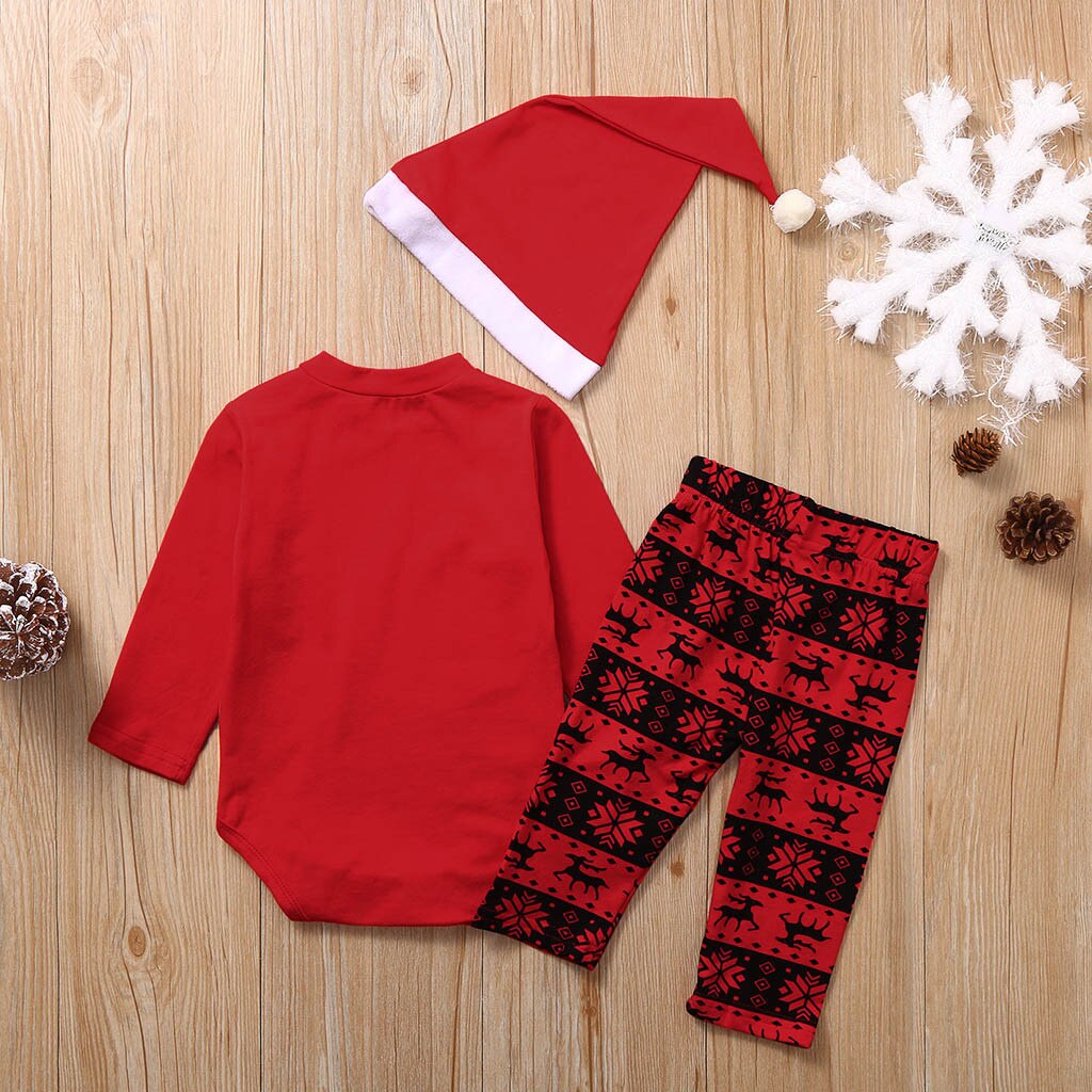 Weihnachten Neugeborene Baby Mädchen Jungen kleidung 3 stücke einstellen Spitzen Strampler Hosen Outfits lange ärmeln Baby kleidung setzt 0- 18 M A2