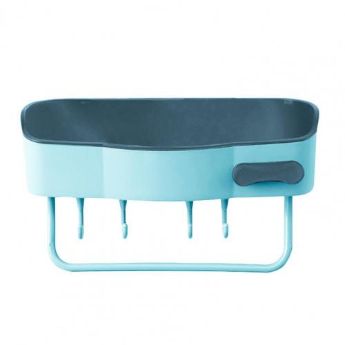 Shower Caddy Rounded Edge Space Saver Removable Hook Traceless Tray Bathroom Organizer Bathroom Shelf for Dorm: Blue