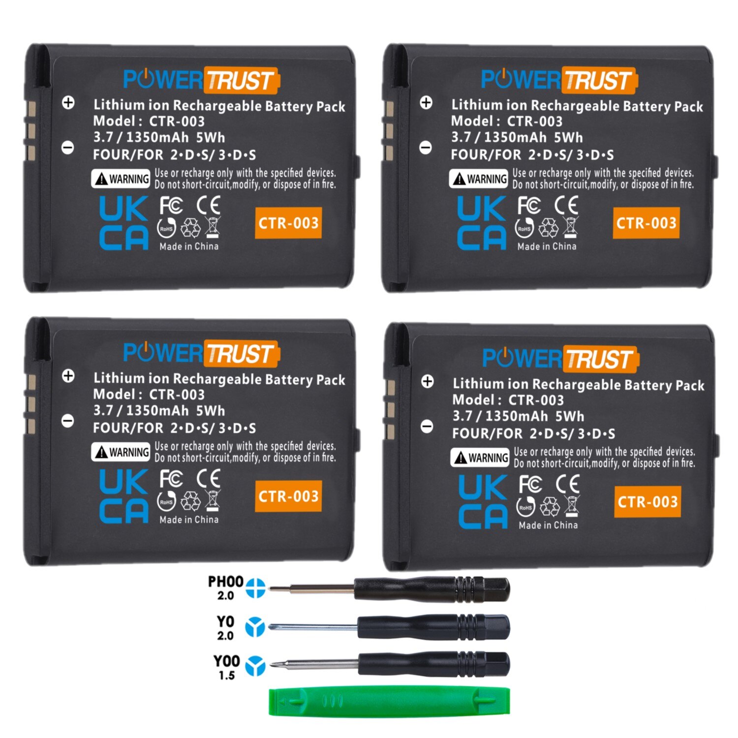 4-Pack CTR003 CTR-003 batteria per Nintendo 3DS, 2DS, 2DS XL Console CTR-001, CTR 003, JAN-001, MIN-CTR-001 con gli strumenti
