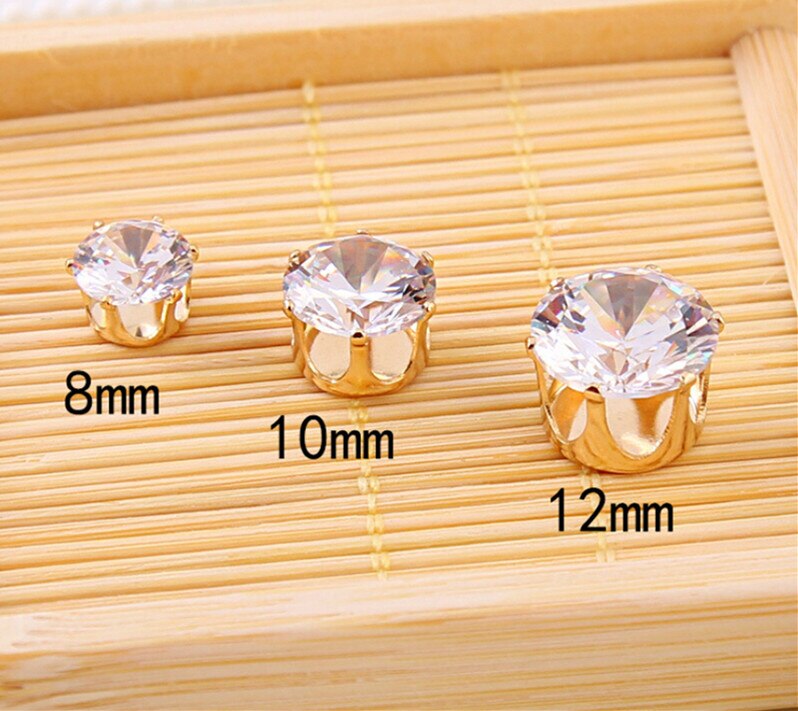 6mm 8mm 100 stks Naaien Clear Zirkoon Kristallen Klauw Steentjes Bridal Crystal Applicaties Naaien Op Stenen Platte Achterkant strass Voor Jurk
