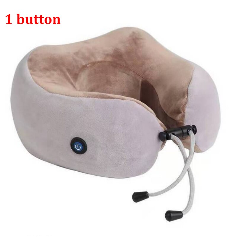 U Shaped Massage Pillow Vibration Electric Cervical Massager Neck Massager Electric Neck Shoulder Protector Relaxing Massage: 1 button Vibration