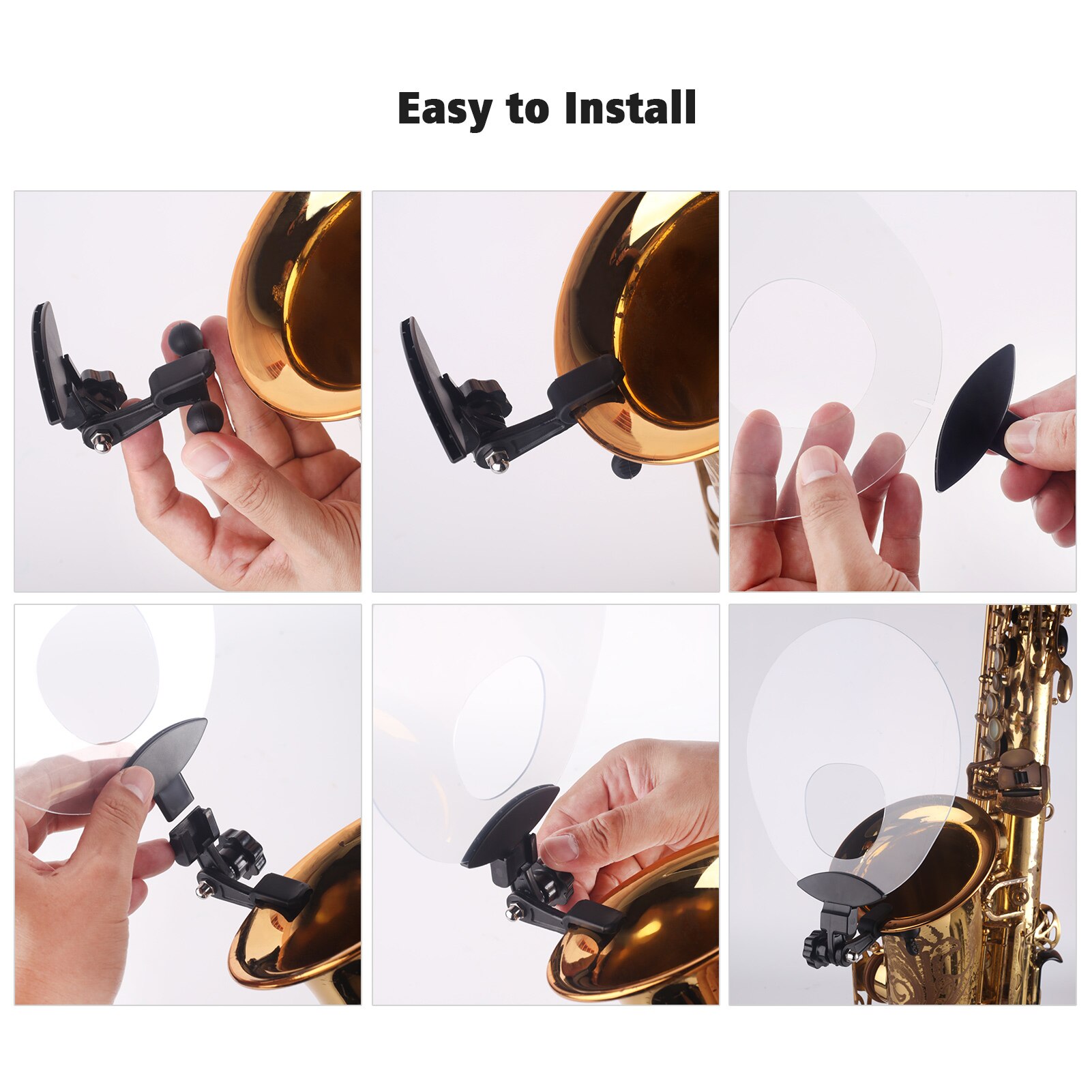Plastic Saxofoon Deflector Geluid Deflector Shield Met Mute &amp; Weerspiegelen Geluid Functies Voor Wind Instrument
